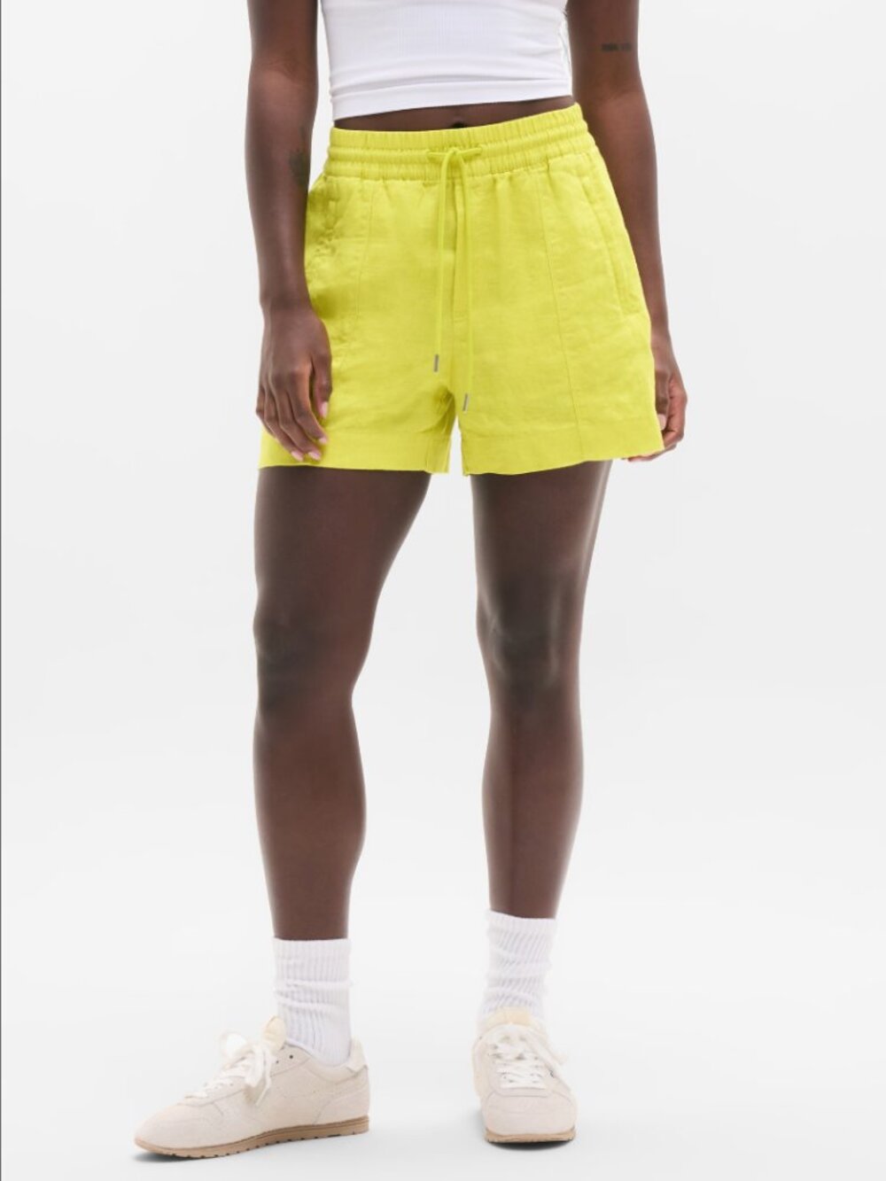 Athleta Lime Green Linen Shorts